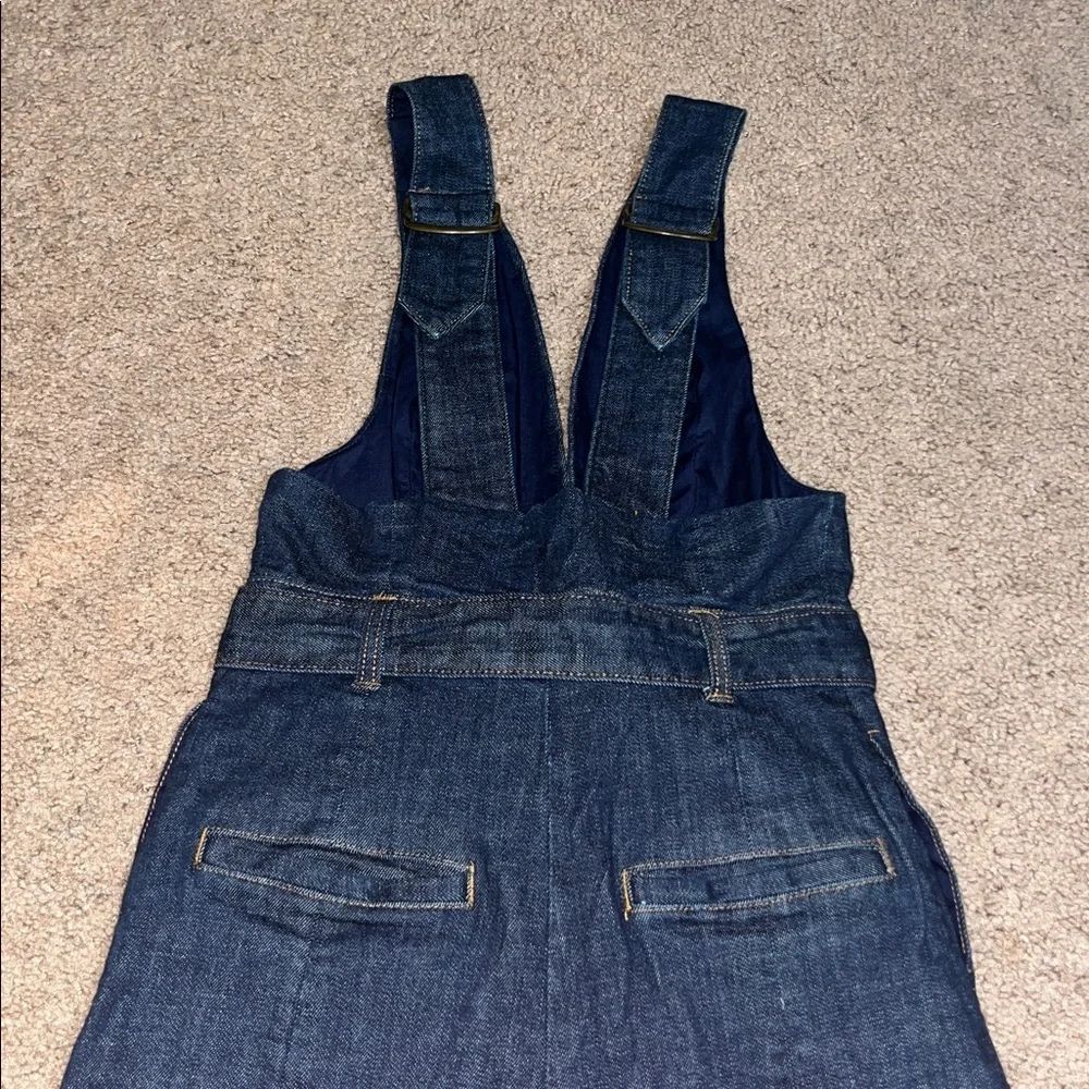 Anthropologie Pilcro & The Letterpress Denim Overall Bib Jumpsuit‎ Plunging V 2